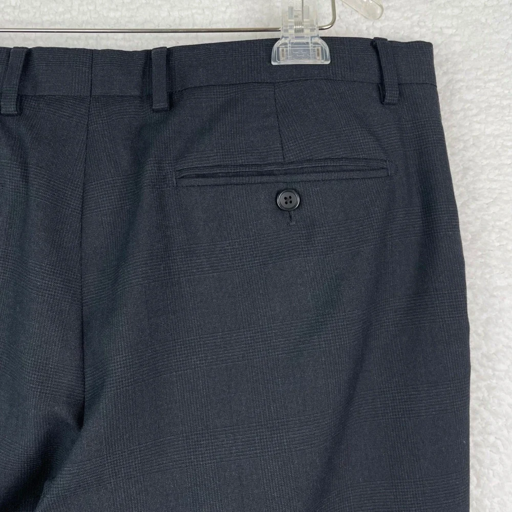 Banana Republic Mens 35x30 Dark Gray Glen Plaid Standard‎ Fit Dress Pants Slacks